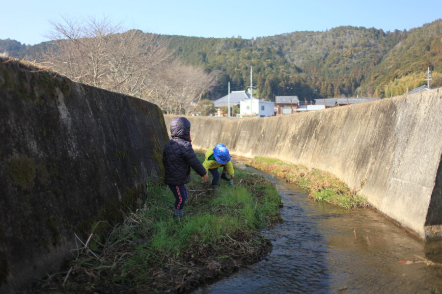 川で遊ぶ